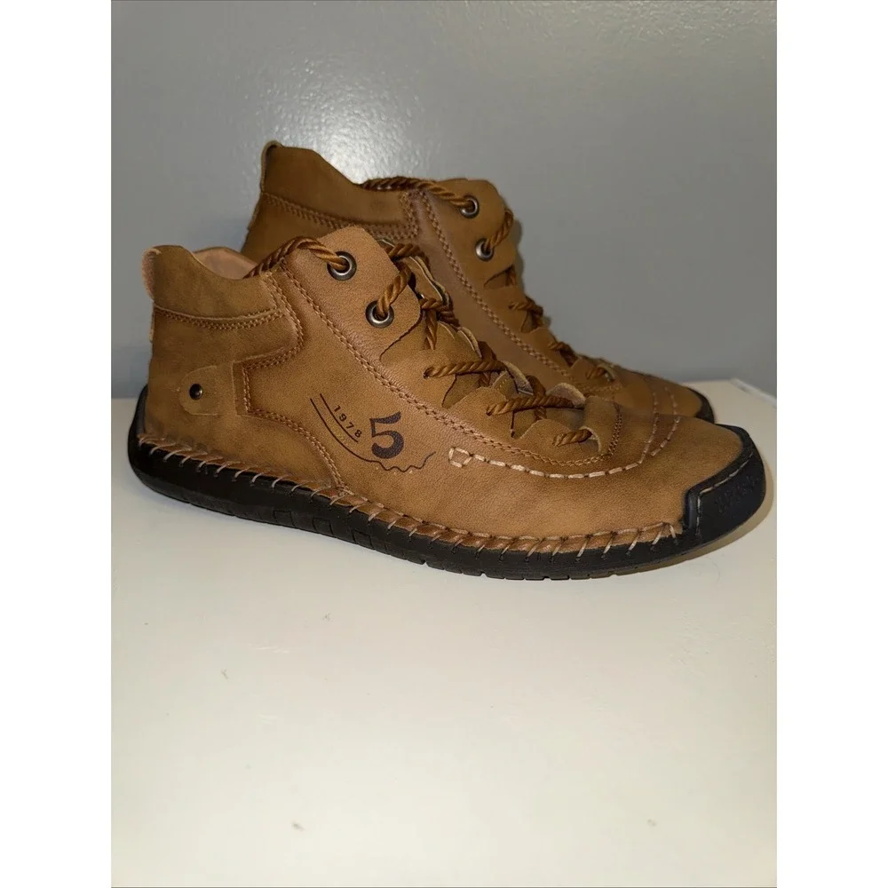 Madixa Kapda-Vintage Leather Boots-Brown Size 10 Hand‎ Stitched Excellent Cond.